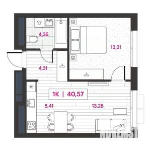 1-к квартира, строящийся дом, 41м2, 11/15 этаж