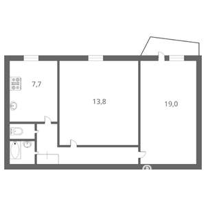 2-к квартира, вторичка, 52м2, 6/9 этаж