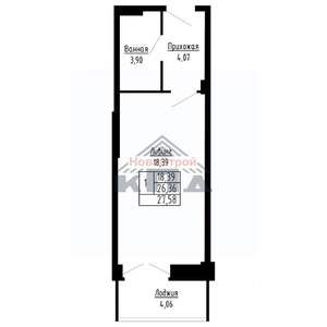 1-к квартира, строящийся дом, 28м2, 6/16 этаж