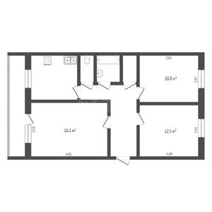 3-к квартира, вторичка, 65м2, 4/12 этаж