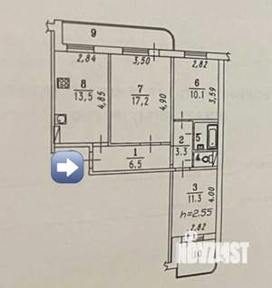 3-к квартира, вторичка, 66м2, 1/10 этаж