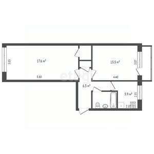 2-к квартира, вторичка, 49м2, 2/5 этаж