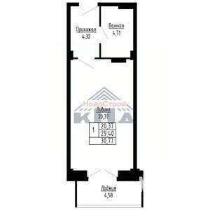 1-к квартира, вторичка, 31м2, 11/16 этаж