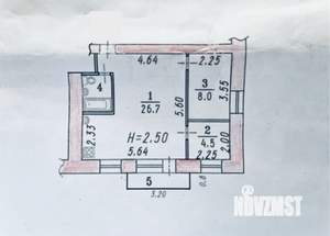 2-к квартира, вторичка, 42м2, 5/6 этаж