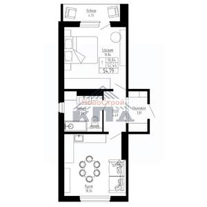 1-к квартира, строящийся дом, 55м2, 12/16 этаж