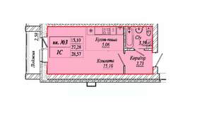 Студия квартира, вторичка, 29м2, 1/4 этаж