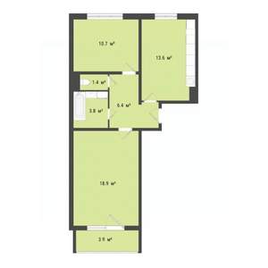 2-к квартира, вторичка, 55м2, 6/10 этаж