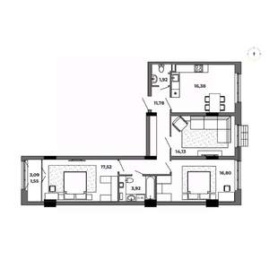 3-к квартира, вторичка, 84м2, 5/8 этаж