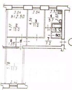 3-к квартира, вторичка, 58м2, 1/5 этаж