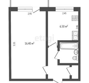 1-к квартира, вторичка, 36м2, 5/9 этаж