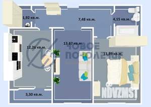 2-к квартира, строящийся дом, 57м2, 2/16 этаж