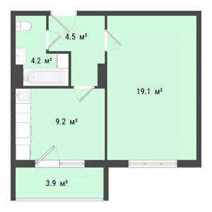 1-к квартира, строящийся дом, 37м2, 7/10 этаж