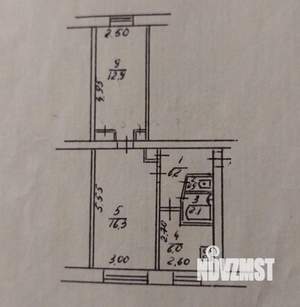 2-к квартира, вторичка, 46м2, 1/5 этаж