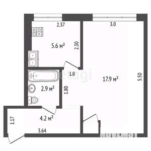 1-к квартира, вторичка, 31м2, 2/5 этаж