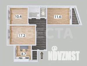 3-к квартира, вторичка, 64м2, 1/9 этаж