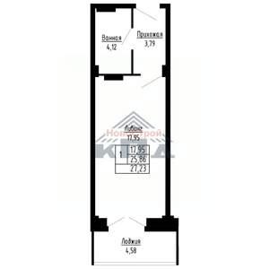 1-к квартира, строящийся дом, 27м2, 10/16 этаж