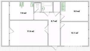 3-к квартира, вторичка, 63м2, 5/5 этаж