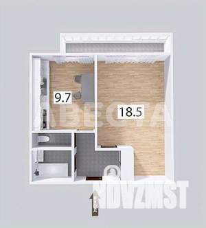 1-к квартира, вторичка, 41м2, 8/16 этаж