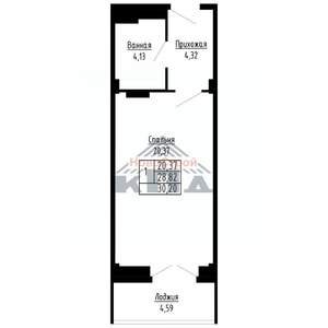 1-к квартира, строящийся дом, 30м2, 2/16 этаж