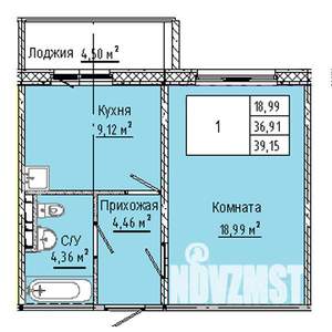 1-к квартира, вторичка, 39м2, 1/10 этаж