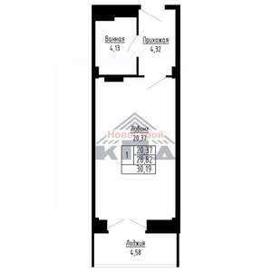 1-к квартира, вторичка, 30м2, 9/16 этаж