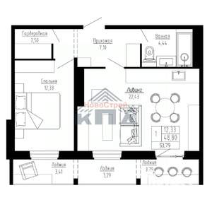 1-к квартира, вторичка, 54м2, 2/16 этаж