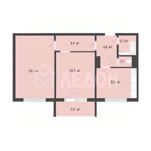 2-к квартира, вторичка, 56м2, 4/10 этаж