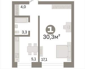 1-к квартира, вторичка, 30м2, 6/9 этаж