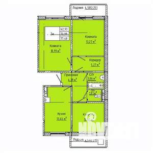 3-к квартира, вторичка, 77м2, 6/10 этаж