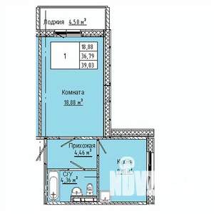 1-к квартира, вторичка, 39м2, 1/10 этаж