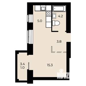 1-к квартира, строящийся дом, 29м2, 8/15 этаж