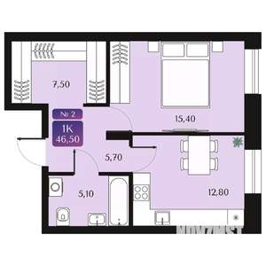 1-к квартира, вторичка, 47м2, 2/9 этаж