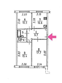 3-к квартира, вторичка, 69м2, 1/5 этаж