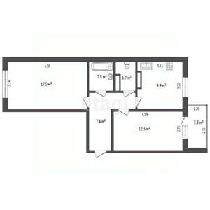 2-к квартира, вторичка, 51м2, 4/8 этаж