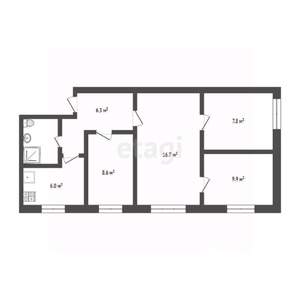 4-к квартира, вторичка, 58м2, 1/5 этаж