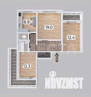 3-к квартира, вторичка, 70м2, 4/12 этаж