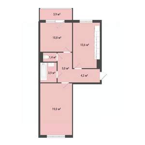 2-к квартира, строящийся дом, 58м2, 5/10 этаж