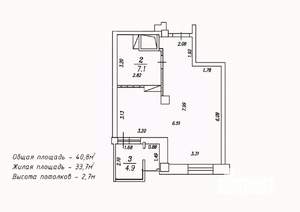 1-к квартира, сданный дом, 42м2, 17/18 этаж