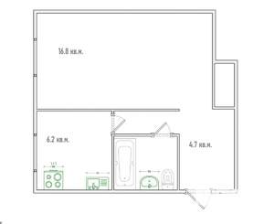 1-к квартира, вторичка, 31м2, 5/5 этаж