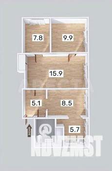 4-к квартира, вторичка, 59м2, 1/5 этаж