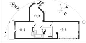 1-к квартира, вторичка, 48м2, 1/10 этаж