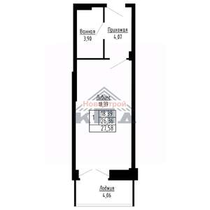 1-к квартира, строящийся дом, 28м2, 15/16 этаж
