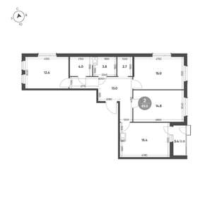 3-к квартира, вторичка, 83м2, 3/4 этаж