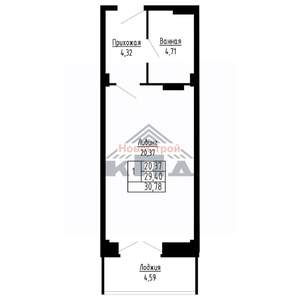 1-к квартира, строящийся дом, 31м2, 2/16 этаж