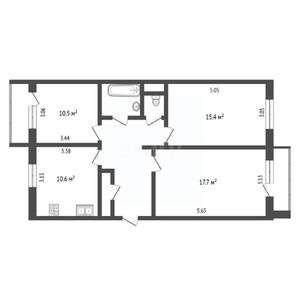 3-к квартира, вторичка, 69м2, 5/5 этаж