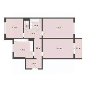 3-к квартира, строящийся дом, 80м2, 7/10 этаж