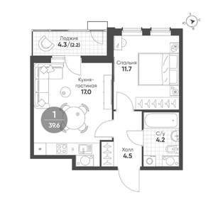 1-к квартира, строящийся дом, 40м2, 7/15 этаж
