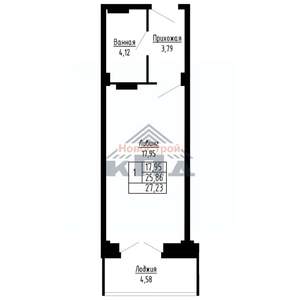 1-к квартира, вторичка, 27м2, 3/16 этаж