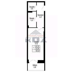 1-к квартира, вторичка, 32м2, 13/16 этаж