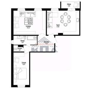 2-к квартира, строящийся дом, 89м2, 6/10 этаж